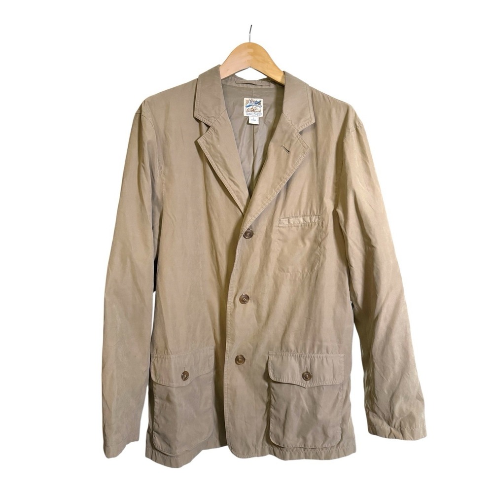TravelSmith Mens Tan Travel Blazer Utility Safari Jacket Size L Long